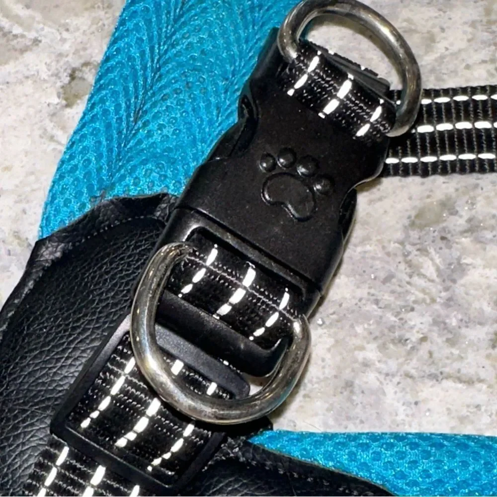 💙 Reflective Mesh Dog Harness – Adjustable, Blue (Like New)